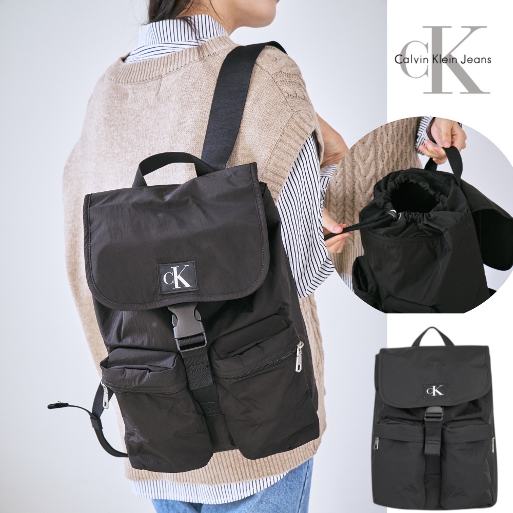 ブラック CKJ シティ ナイロン バックパック (DH3331 001)
