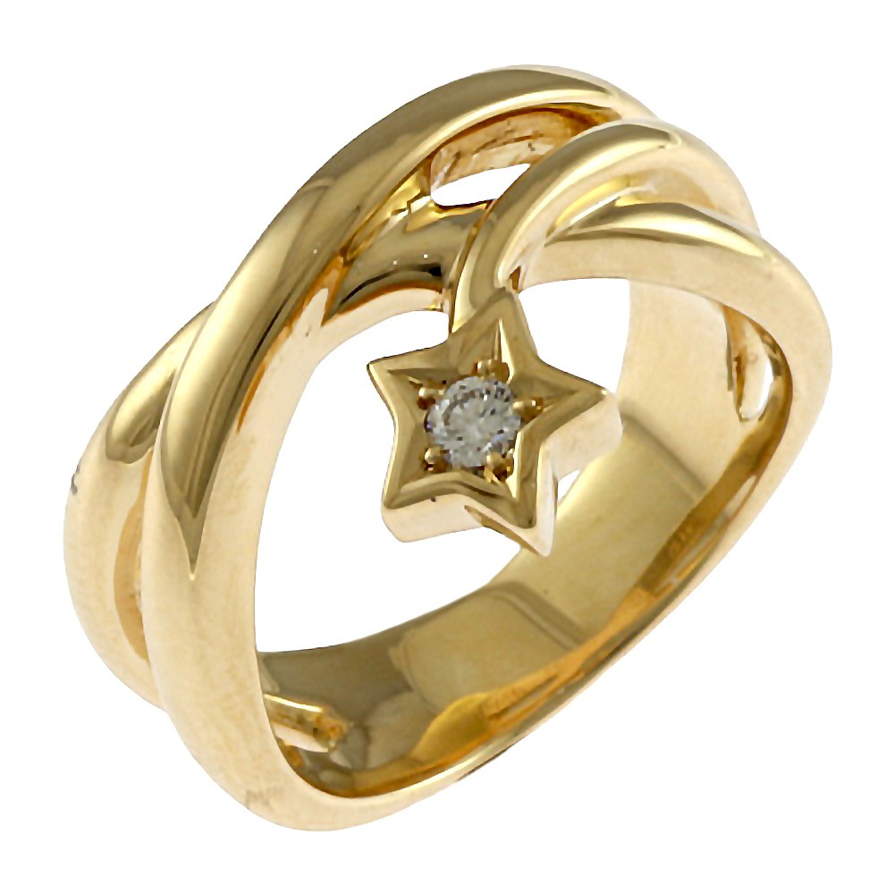 ミキモト リング 指輪 9号 18金 K18イエローゴールド ダイヤモンド MIKIMOTO 中古 美品