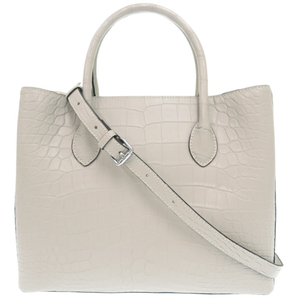 新品同様 2WAY ハンドバッグ クロコダイル グレー 1490【中古】 レディース