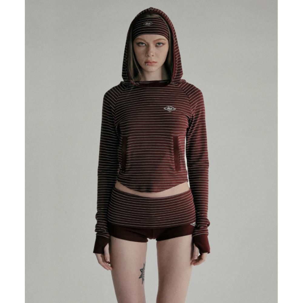 BADBLOOD Beyond Soft Hood Slim Fit Stripe Wine w-hde25-0 9,006円