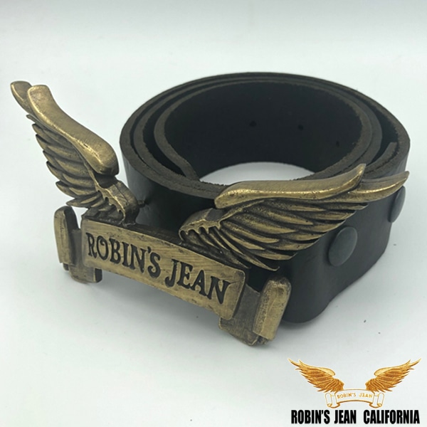 ロビンズジーン ベルト 05-04 ROBINS JEAN メンズ レディース レザーベルト ブラック ウイング バックル ゴールド ロビンジーンズ safari サファリ LEON レオン 15,400円