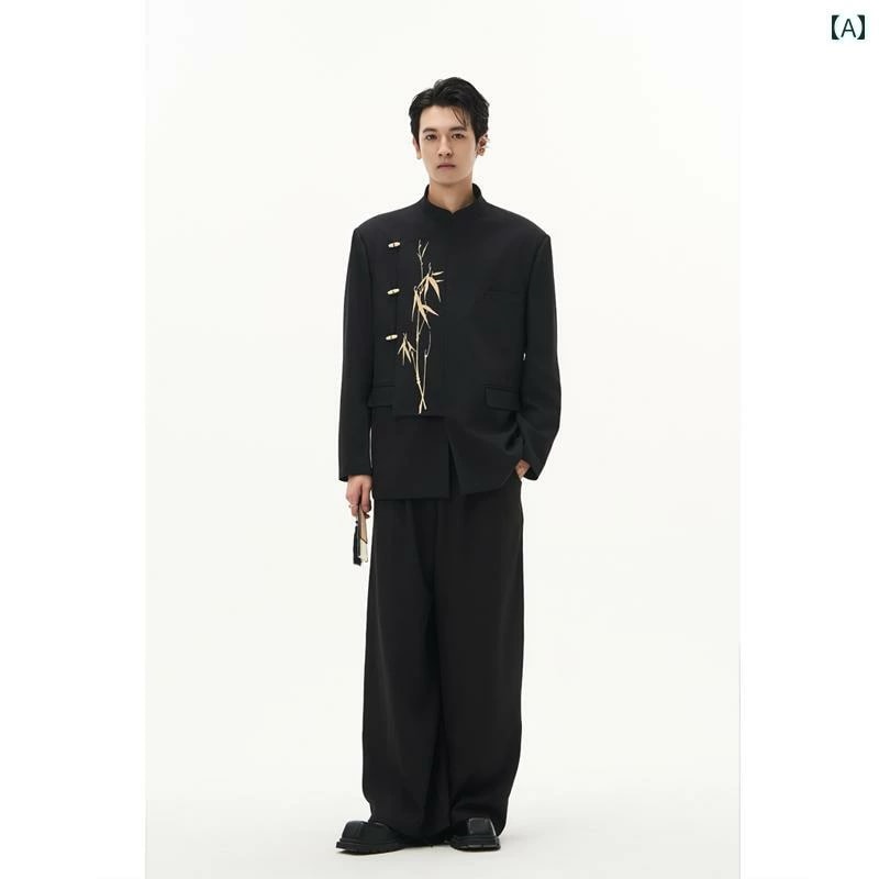 スーツ　ジャケット　カジュアル DIBAI 崩れた 金 竹 チャイナ風 スーツ 刺繍入り 男女兼用の カジュアル