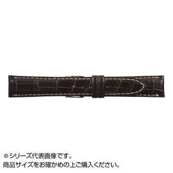 MIMOSA（ミモザ） 時計バンド クロコマット 19mm ブラウン/ホワイトステッチ （美錠:銀） WRM-BW19