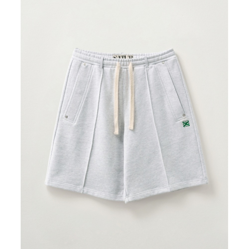 SATUR テオ コットン バミューダ パンツ メランジェ ホワイト