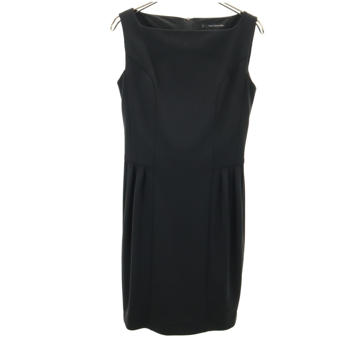 FOXEY NEW YORK フォクシーニューヨーク 日本製 ノースリーブ スクエアネック ワンピース 38 黒 レディース 古着 7,110円