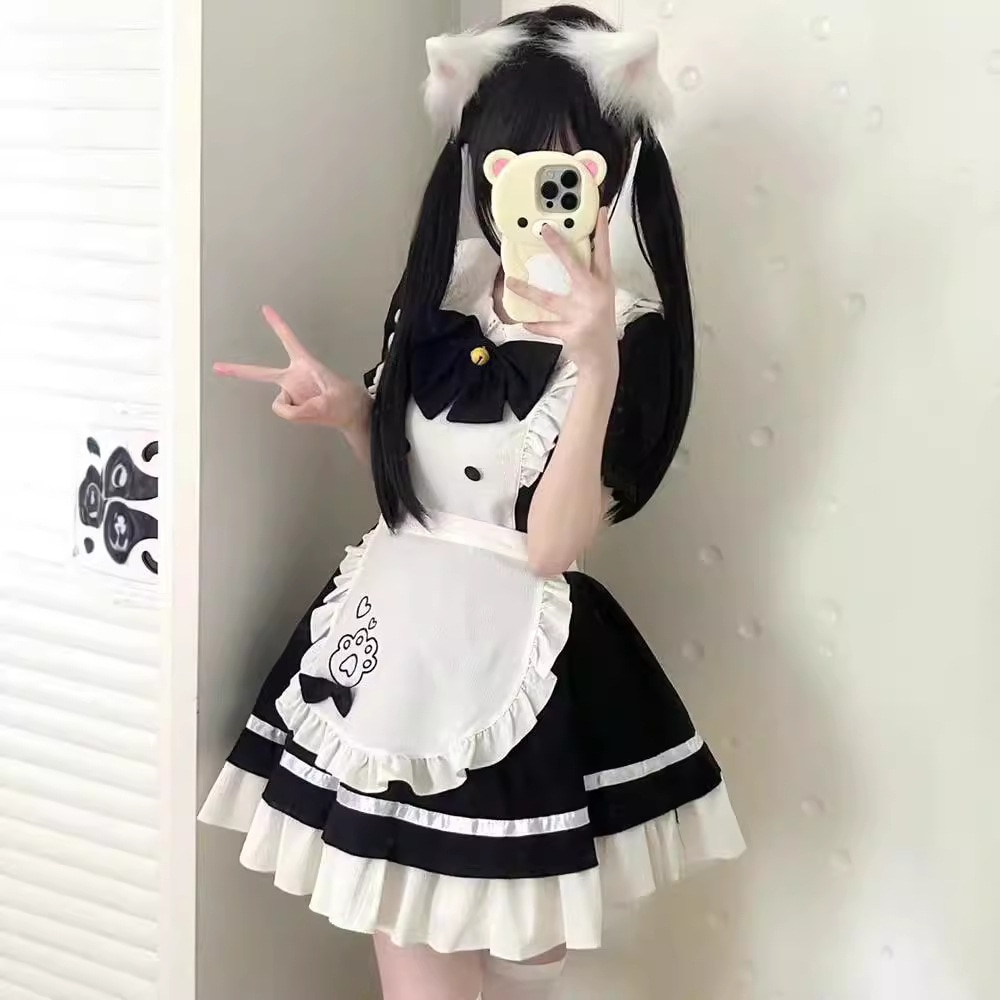 キャットレストランオプショートcsメイド服ロリータエプロン和ロリータスイート婦人服