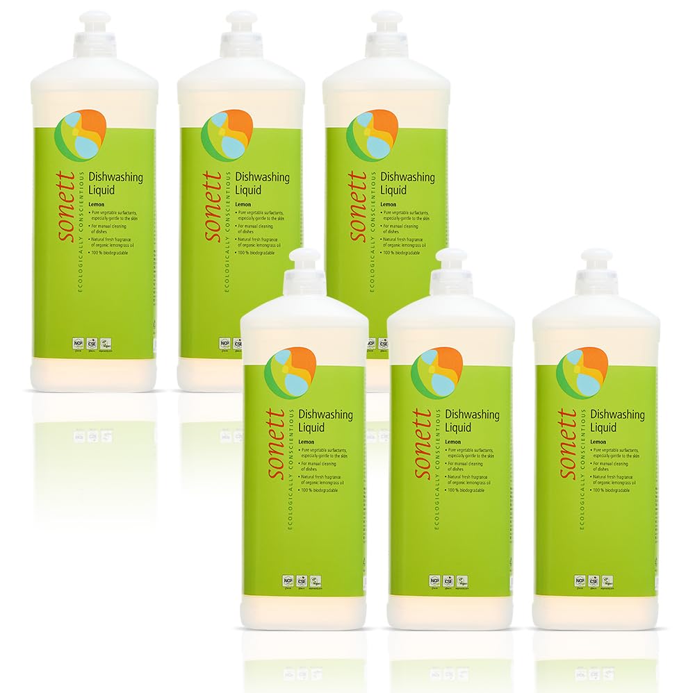 Sonett ナチュラルウォッシュアップリキッド 食器用洗剤 GB3070 1L×6個 [並行輸入品]
