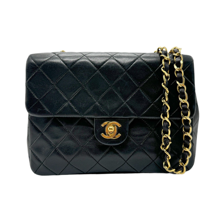 シャネル CHANEL ショルダーバッグ マトラッセ レザー ブラック ゴールド レディース z2578