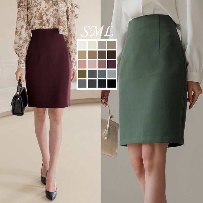 スカート 秋冬 ハイウエスト 膝上 スリム 裏起毛 オフィス 冬