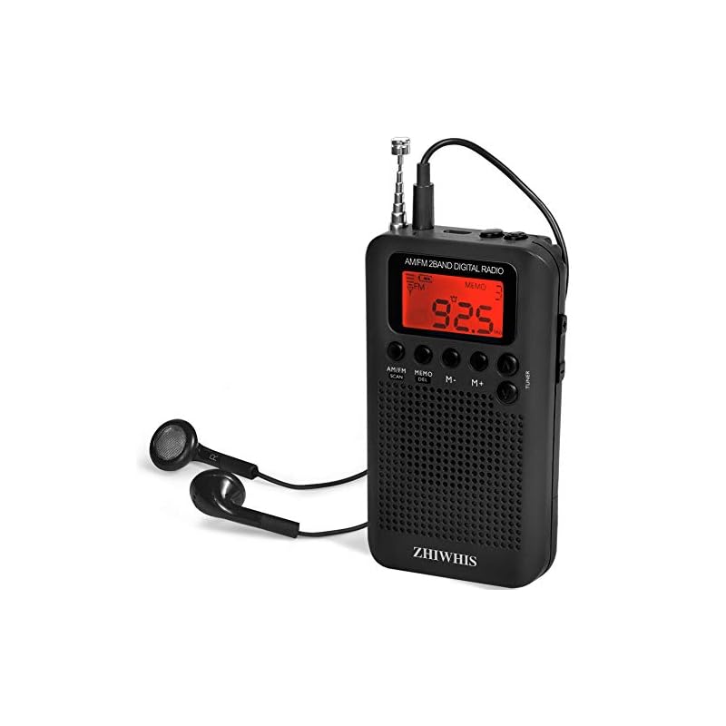 ZHIWHIS ポケットラジオ FM ワイドfm対応 デジタル 小型ポータブル防災携帯 クロックラジオ 電池式 タイマー機能 チャンネル記録 イヤホン付き