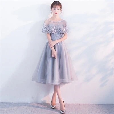 パーティードレス レディース 花柄 ショール グレー ワンピース ワンピ 結婚式 パーティ 成人式今日は30パーセント