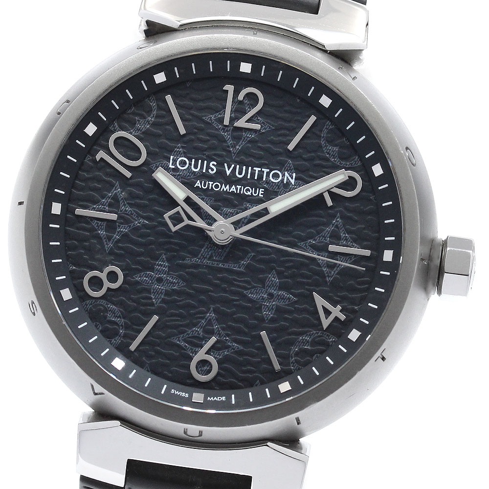 ルイ・ヴィトン LOUIS VUITTON QA140 タンブール オトマティック GM モノグラム エクリプス 自動巻き メンズ 保証書付き_961148【中古】