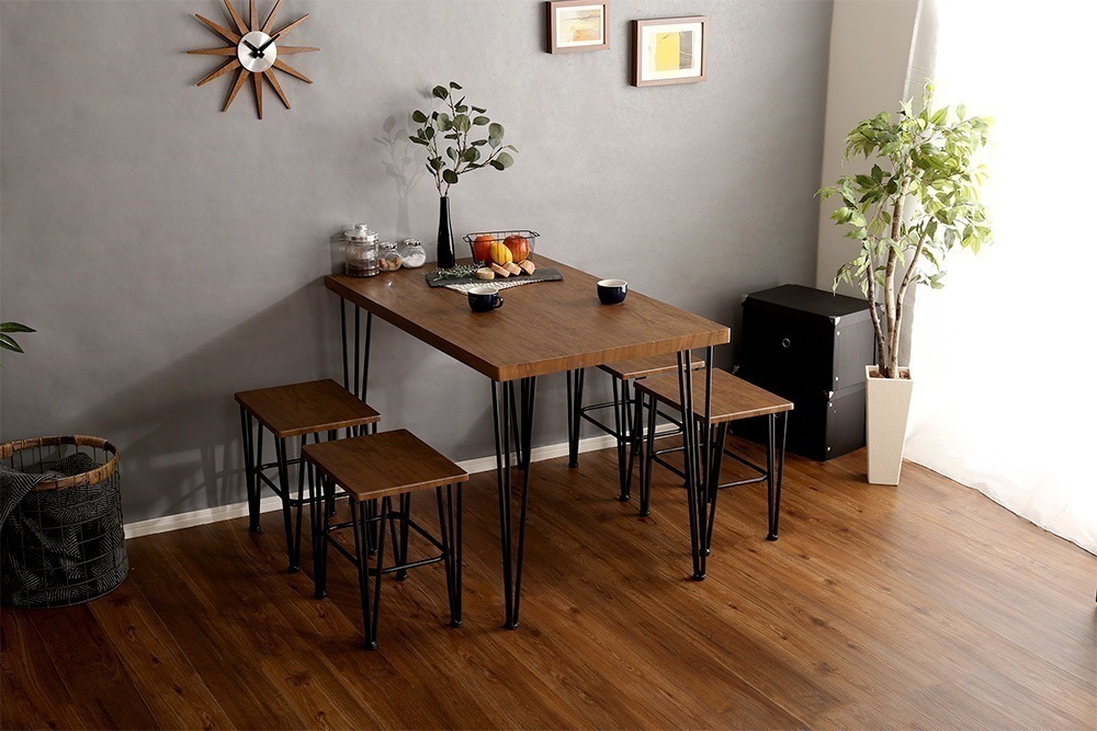 ダイニングテーブルセット 4人用 木目 おしゃれ 北欧モダン ベンチ 木製 食卓 コンパクト