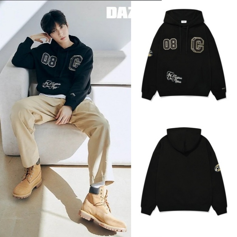 [TXT スビン着用]College C Logo Drop Fit Hoodie Black 韓国製 ファン必須アイテム