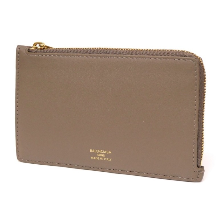 BALENCIAGA コイン & カードホルダー フラグメントケース 736734 ベージュ系 カーフレザー 【中古】(64179)名刺入れ・カードケース