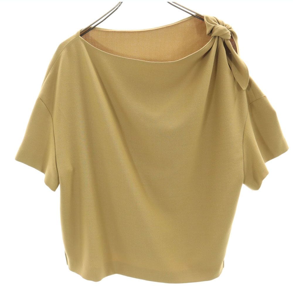 日本製 半袖 カットソー 38 ブラウン系 肩リボン レディース