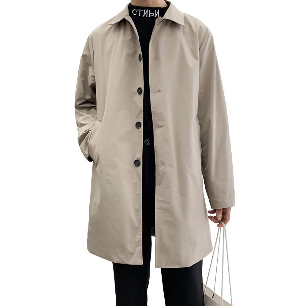 [YACORESYA] トレンチコート メンズ 春秋 大きいサイズ 薄手 防シワ ノーアイロン 中長丈 スプリングコート ロング丈 ビジネス 無地 カジュアル シンプル