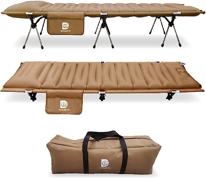 エアーマットコットGussuri ワンタッチ60秒で自動膨張 折りたたみベッド ハイ/ロー切替可能 210cmx76cm 耐荷重150kg( Brown, XX-Large)