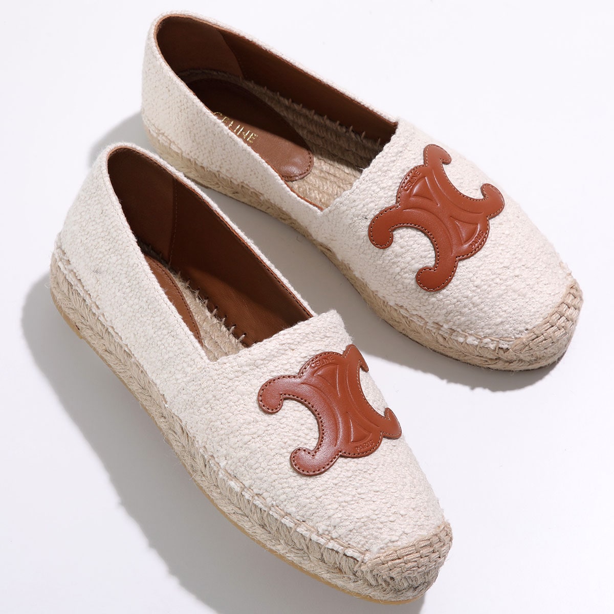 CELINE セリーヌ エスパドリーユ TRIOMPHE ESPADRILLE 354432278C.01CR レディース トリオンフパッチ ツイード スリッポン シューズ 靴 CREAM