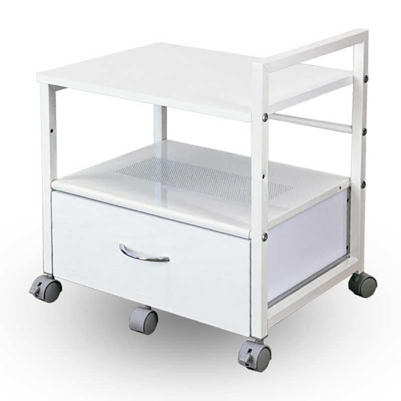 レメックスジャパン　引出し付き デスクの下に収納可能 プリンターワゴン デスクワゴン(W48.5×D37×H53cm)(床から天板までの高さ：約45cm) 白木目 REMEX　PJC-7002-WH