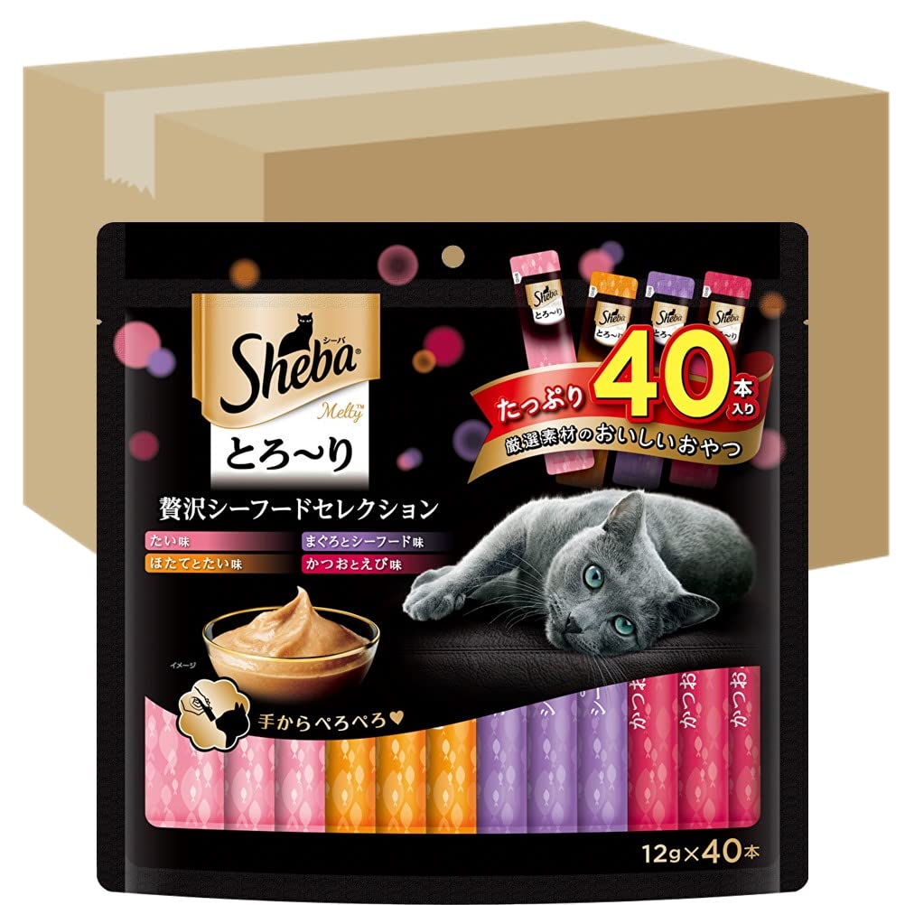 シーバ とろ～り メルティ おやつ 成猫用 贅沢シーフードセレクション 12g×480本(1パック40本入り×12パック) キャットフード 猫 Sheba Melty 大容量 まとめ買い ケース販売