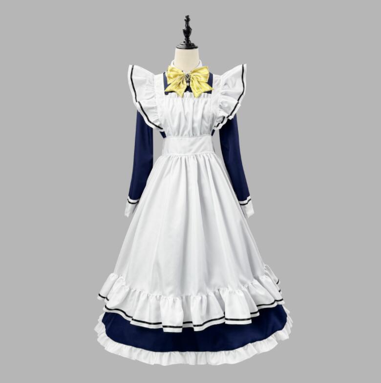 【TikTok人気新品】ロング丈 メイド服 長袖 配色 メイドワンピース メイドコスチューム メイド服 コスプレ ロリータ ワンピース メイド喫茶 cosplay エプロン ワンピ ハロウィン イベン