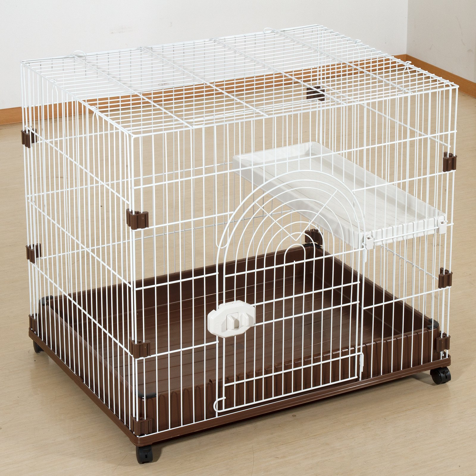 ジービー　猫用ケージ　ＦＷ－Ｃ１　ホワイトXブラウン　キャスター付き　幅９１０X奥行き６４０X高さ７９０ｍｍ　ＣＲＣ30―53―08―06―06