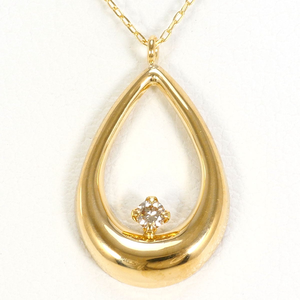 K18 18金 YG イエローゴールド ネックレス ダイヤモンド 0.03ct 総重量約0.7g 約40cm 中古