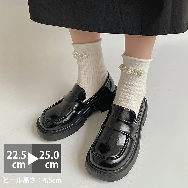 ローファー 靴 レディース スクエアトゥ ４.５ｃｍヒール 太ヒール 抗菌 消臭 軽量 柔らか らくちん シンプル 滑り止め 柔らかい 痛くない 疲れない コーデ 春 夏 秋 冬 フォーマル 立ち仕事 5,057円