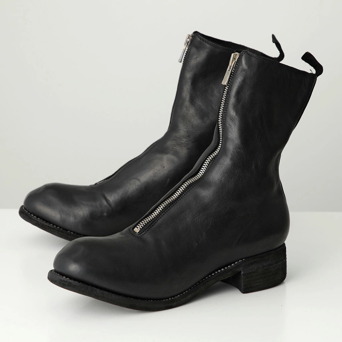 GUIDI グイディ フロントジップブーツ PL2 メンズ ホースレザー フルグレイン ハーフブーツ ミドル Vibram ビブラムソール シューズ 靴 BLKT