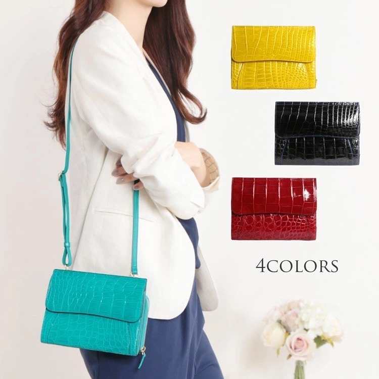 お財布ショルダーバッグクロコダイル3WAYポシェット