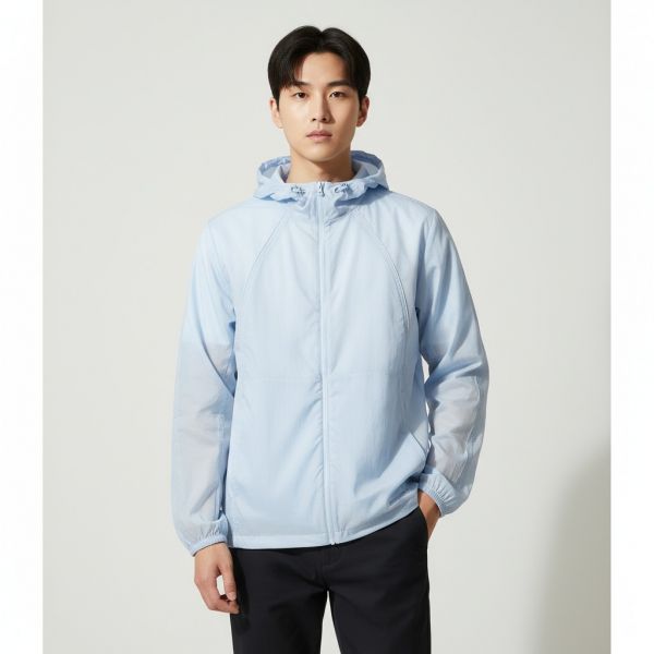 Nylon Hooded Lightweight Windbreaker_Sky Blue