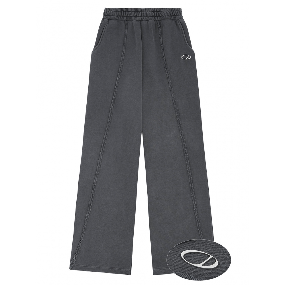 ODD STUDIO ピグメントカットオフストリングワイドパンツチャコール