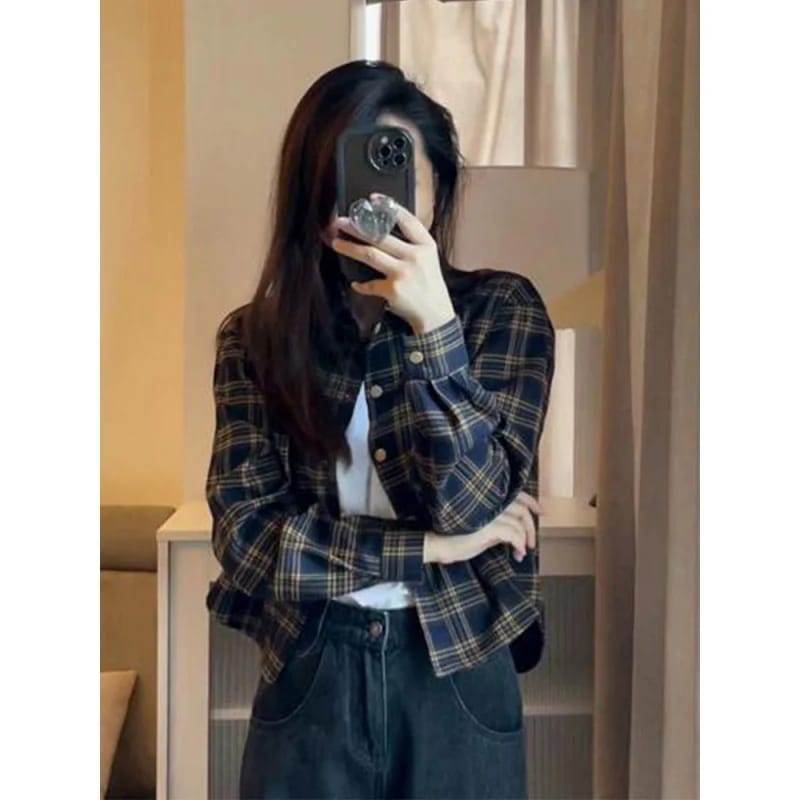 2025 春 夏 シャツ レディース ブラウス レトロなチェック 長袖シャツ ショート丈シャツ薄手 日焼け止め トップス 今っぽシアーシャツ 韓国ファッション