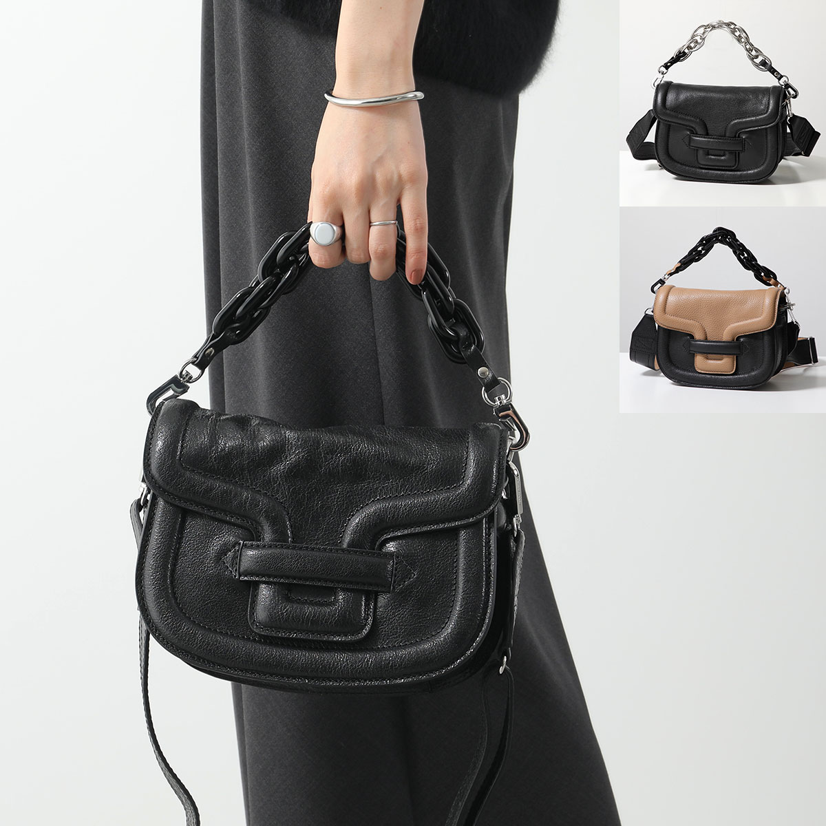 PIERRE HARDY ピエールアルディ ショルダーバッグ ALPHA VILLE アルファ ヴィル ミニ NV01Z レディース レザー メタルチェーン 鞄 カラー3色