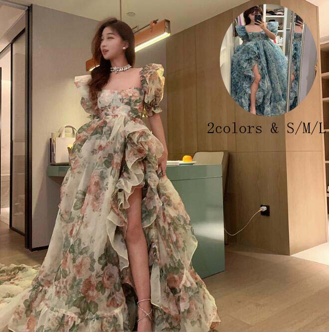 お姫様ドレス セクシー カラードレス 同窓会 ロングドレス 前撮り 花嫁ドレス 韓国風 イブニングドレス ドレス ゴージャス パーティードレス 撮影用のワンピース お呼ばれ 高級感 発表会 スレンダー