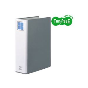 （まとめ）TANOSEE 両開きパイプ式ファイルE A4タテ 60mmとじ グレー 10冊