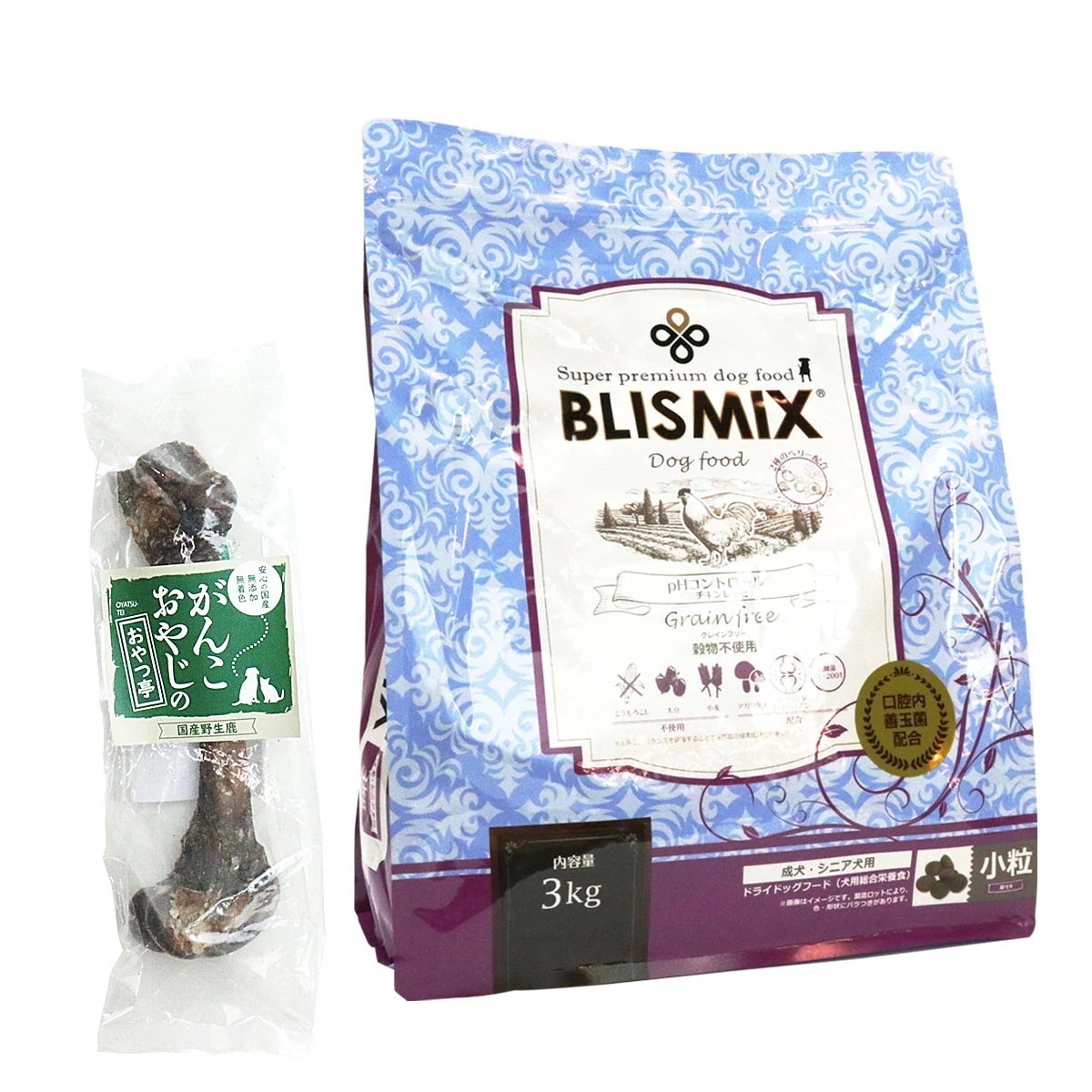 pHコントロール チキンレシピ 小粒 3kg【国産鹿レッグボーン 1本Mサイズ付き】 ドッグフード