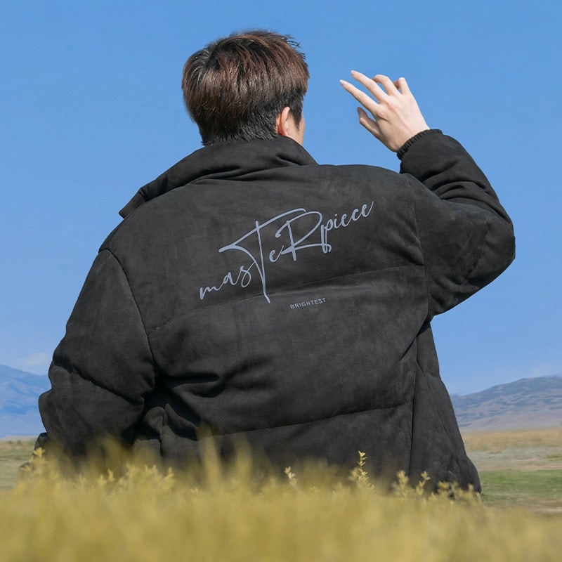 大人気アメリカ文字シギ革立襟綿服メンズ秋冬新ファッションブランド植毛保温厚いパン服コートカップル ダウンコート