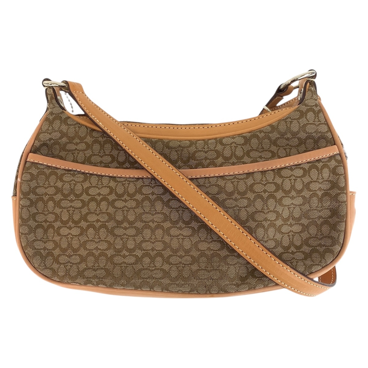 ミニシグネチャー ベージュ シルバー金具 キャンバス/レザー ショルダーバッグ ポシェット レディース 500066