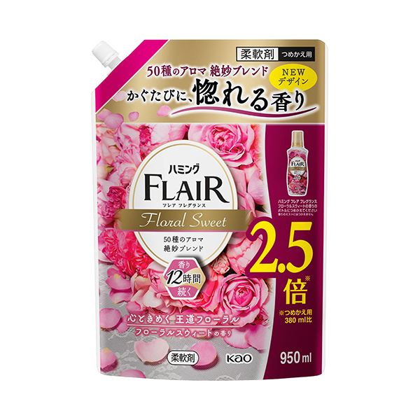 （まとめ） 花王 ハミングフレア フレグランス フローラルスウィート つめかえ用 950mL 1個 (×5セット)