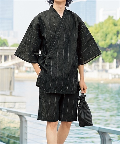 その他 綿混しじら織甚平 大きいサイズ有