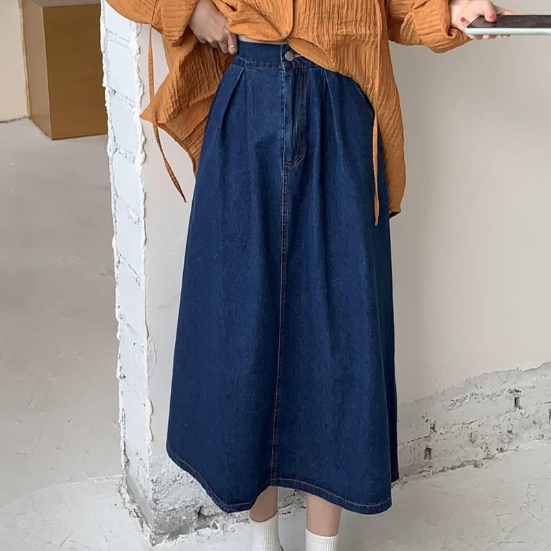 2color レディース ボトムス スカート ロング丈 Aライン ラフ ゆったり 楽ちん