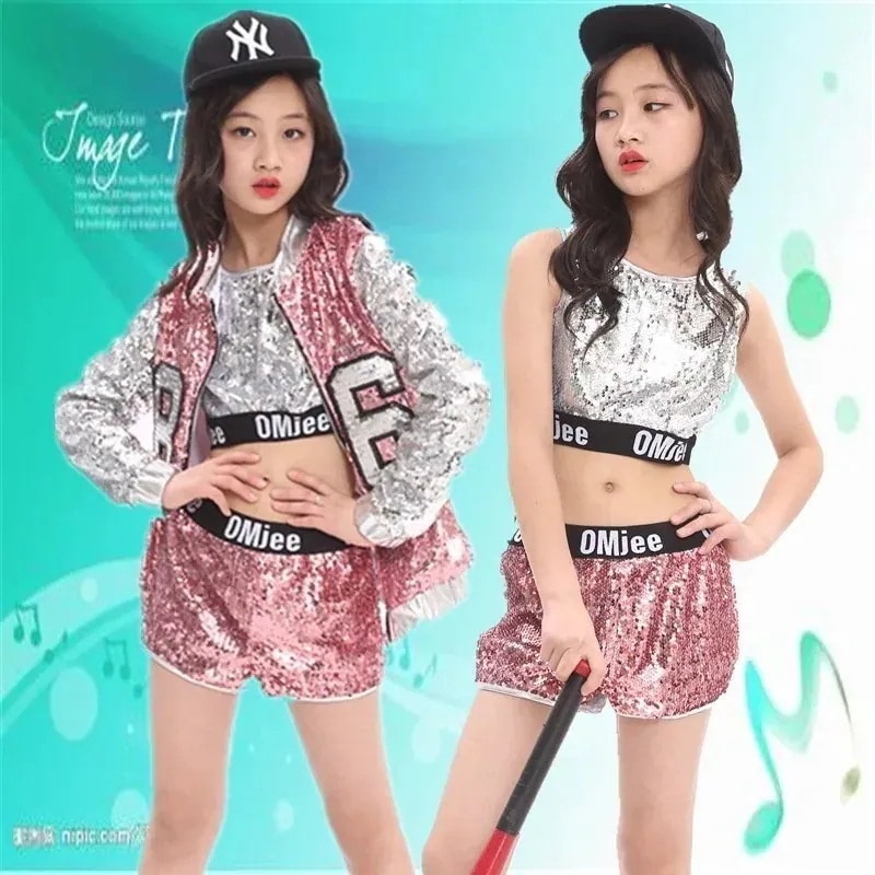 【wanzhen】新型六一ジャズダンス応援団は男女 子供 スパンコールを演出します