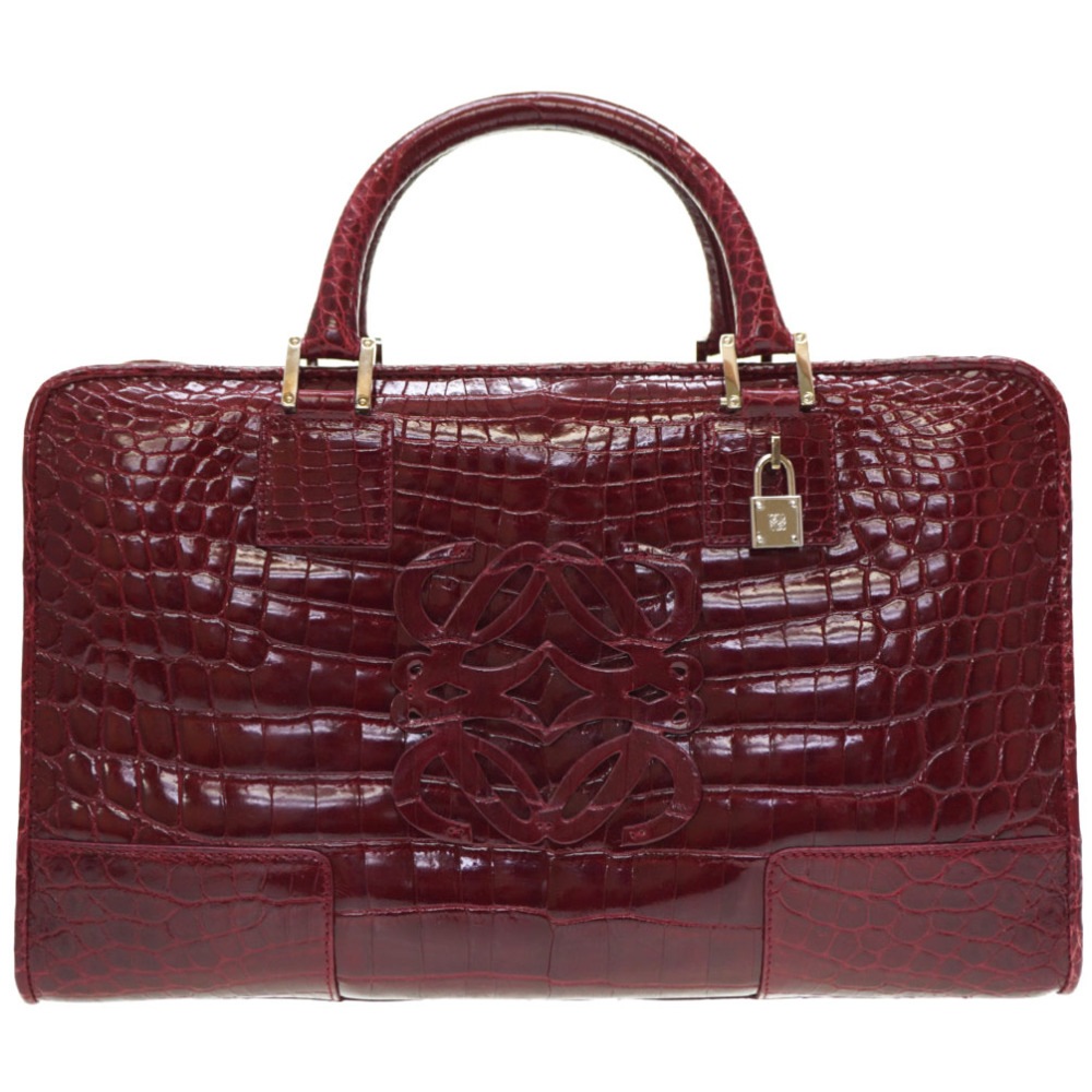 美品 アマソナ36 ハンドバッグ クロコダイル ボルドー 0087【中古】 レディース 385,000円
