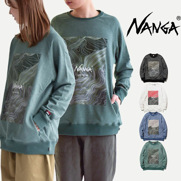 NANGA ナンガ ECO HYBRID CONTOUR MAP LOGO SWEATSHIRT/エコ ハイブリッド コントアー マップ スウェットシャツ トレーナー メンズ レディース 男女兼用 裏
