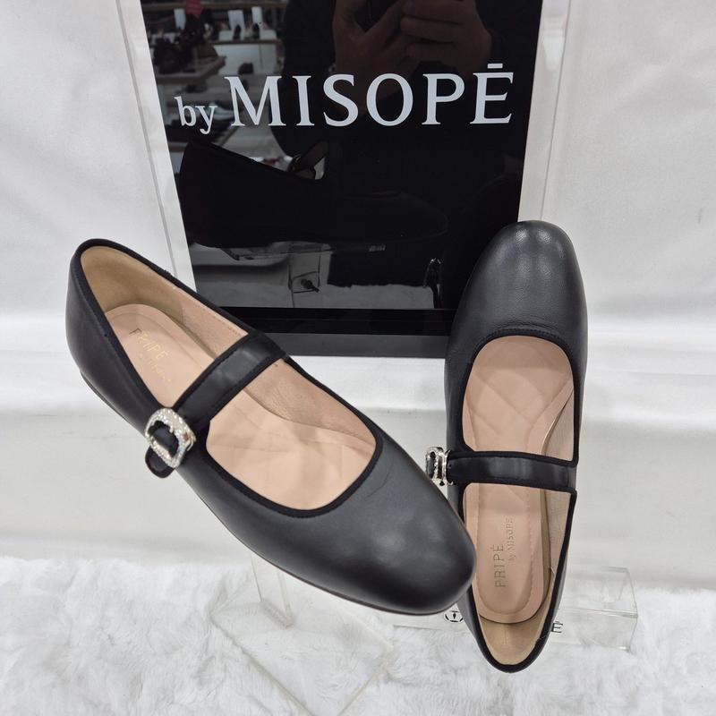 By 女性 メリージェーン フラットシューズ 112HT415FY005 BLACK 4 JJ