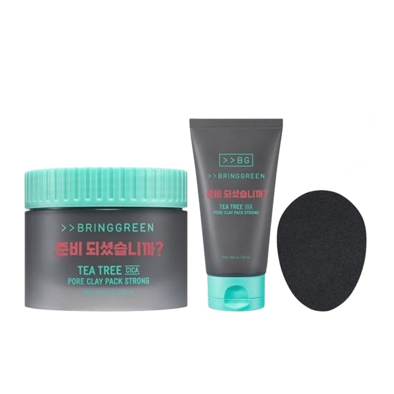 【ブリンググリーン×イカゲーム】ティーツリーシカポアクレイパックストロング 100g セット（+100g+イカゲーム2 フロントマンクレンジングスポンジ） 5,399円