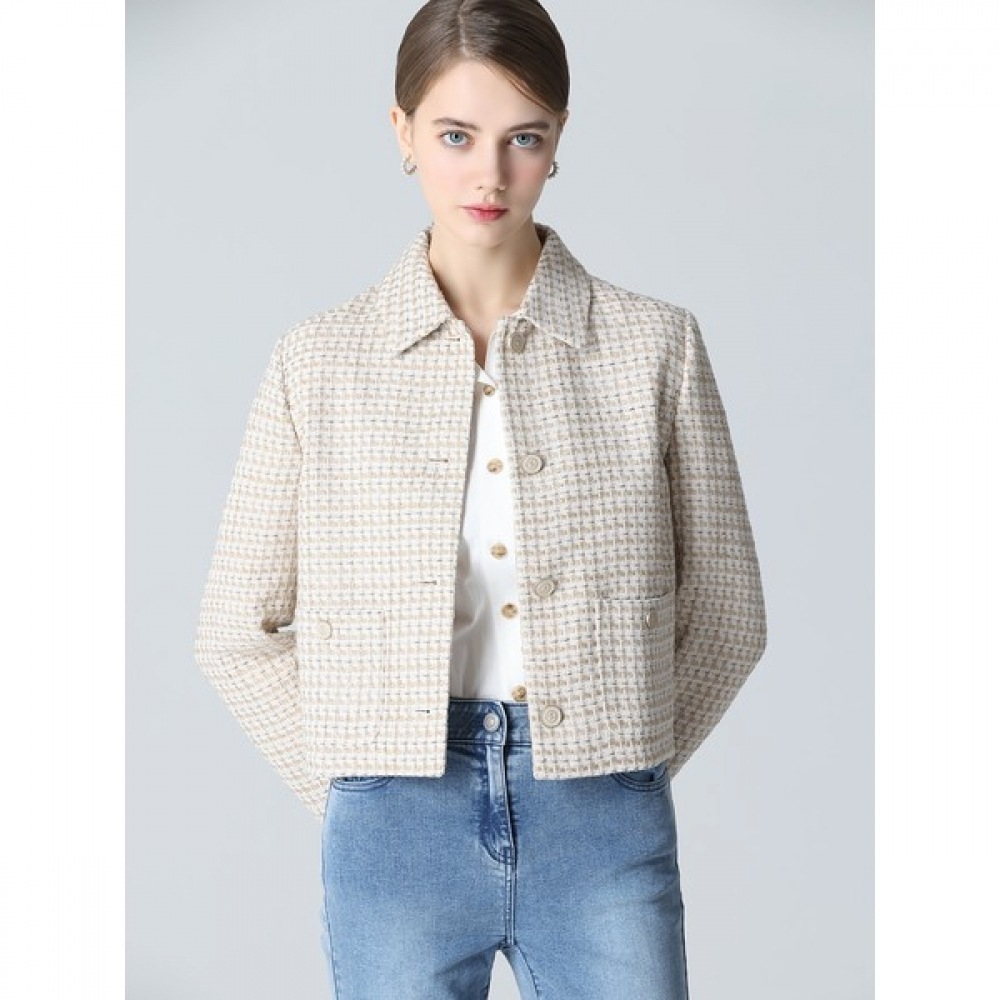 [シーズミス] エレガントカラーネックツイードウールジャケット (価格:368,000ウォン)