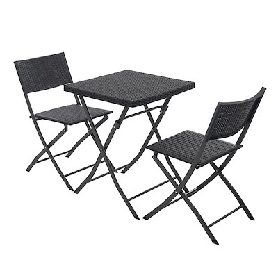 【国内即日発送】ガーデン テーブル セット 3点セット ラタン調 折りたたみ ガーデンファニチャー バルコニー アウトドア 屋外 省スペース コンパクト ベランダ